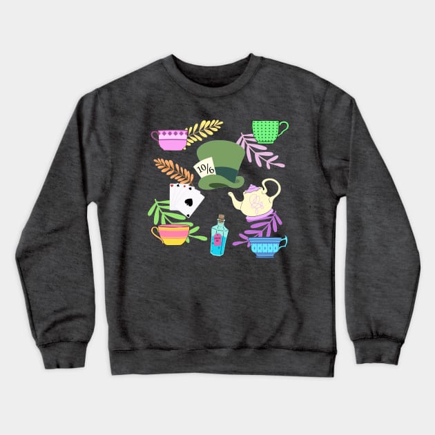 Wonderland Pattern Crewneck Sweatshirt by Mint-Rose